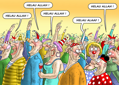 Cartoon: HELAU ALAAF (medium) by marian kamensky tagged jecken,karneval,köln,charlie,hebdo,jecken,karneval,köln,charlie,hebdo