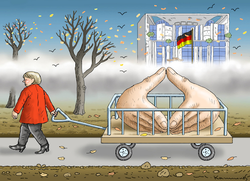 Cartoon: HERBST KOMMT- MERKEL GEHT (medium) by marian kamensky tagged tv,triell,laschet,baerbock,scholz,merkel,laschets,zukunftsteam,tv,triell,laschet,baerbock,scholz,merkel,laschets,zukunftsteam