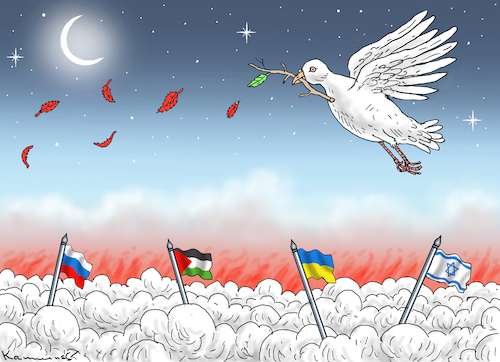 Cartoon: HERBSTFRIEDENSTAUBE (medium) by marian kamensky tagged hamas,greift,israel,an,hamas,greift,israel,an