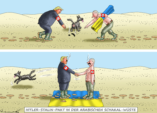 Cartoon: HITLER-STALIN-PAKT (medium) by marian kamensky tagged musk,trump,zuckerberg,bezos,felon,and,elon,in,panama,putin,ukraine,zölle,musk,trump,zuckerberg,bezos,felon,and,elon,in,panama,putin,ukraine,zölle