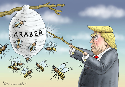 Cartoon: HORNISSENEXPERTE TRUMP (medium) by marian kamensky tagged obama,trump,präsidentenwahlen,usa,baba,vanga,republikaner,inauguration,demokraten,fbi,james,comey,katar,wikileaks,faschismus,obama,trump,präsidentenwahlen,usa,baba,vanga,republikaner,inauguration,demokraten,fbi,james,comey,katar,wikileaks,faschismus