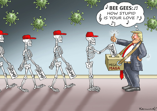 Cartoon: HOW STUPID IS YOUR LOVE ? (medium) by marian kamensky tagged coronavirus,epidemie,gesundheit,panik,stillegung,trump,pandemie,coronavirus,epidemie,gesundheit,panik,stillegung,trump,pandemie