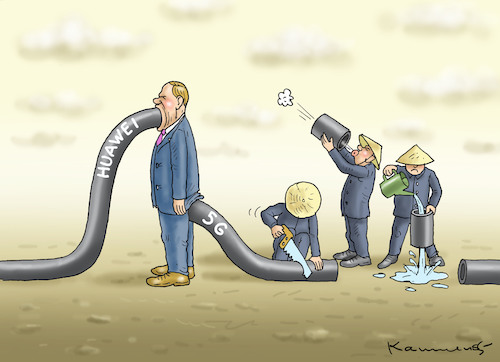 Cartoon: HUAWEI 5G (medium) by marian kamensky tagged brexit,theresa,may,england,eu,schottland,weicher,wahlen,boris,johnson,nigel,farage,ostern,seidenstrasse,xi,jinping,referendum,trump,monsanto,bayer,glyphosa,strafzölle,huawei,brexit,theresa,may,england,eu,schottland,weicher,wahlen,boris,johnson,nigel,farage,ostern,seidenstrasse,xi,jinping,referendum,trump,monsanto,bayer,glyphosa,strafzölle,huawei