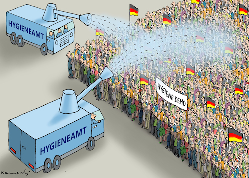 Cartoon: HYGIENE DEMO (medium) by marian kamensky tagged coronavirus,epidemie,gesundheit,panik,stillegung,trump,pandemie,coronavirus,epidemie,gesundheit,panik,stillegung,trump,pandemie