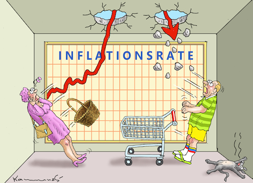 Cartoon: INFLATIONSRATE GESUNKEN (medium) by marian kamensky tagged inflationsrate,gesunken,inflationsrate,gesunken