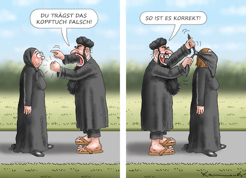 Cartoon: IRANISCHE KLEIDERORDNUNG (medium) by marian kamensky tagged iranische,kleiderordnung,iranische,kleiderordnung