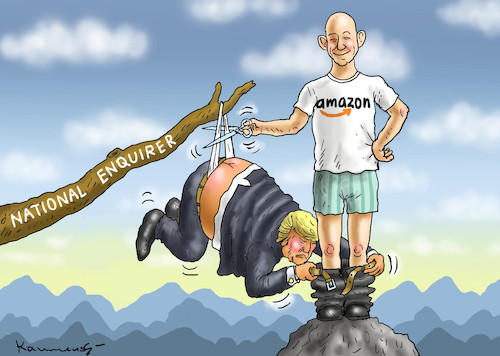 Cartoon: JEFF BEZOS VERSUS TRUMP (medium) by marian kamensky tagged obama,trump,präsidentenwahlen,usa,baba,vanga,republikaner,inauguration,demokraten,wikileaks,faschismus,jamal,khashoggi,shutdown,happy,new,year,2019,jeff,bezos,versus,amazon,obama,trump,präsidentenwahlen,usa,baba,vanga,republikaner,inauguration,demokraten,wikileaks,faschismus,jamal,khashoggi,shutdown,happy,new,year,2019,jeff,bezos,versus,amazon