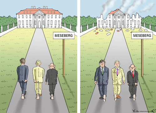 Cartoon: KABINETTSKLAUSUR IN MESEBERG (medium) by marian kamensky tagged kabinettsklausur,in,meseberg,kabinettsklausur,in,meseberg