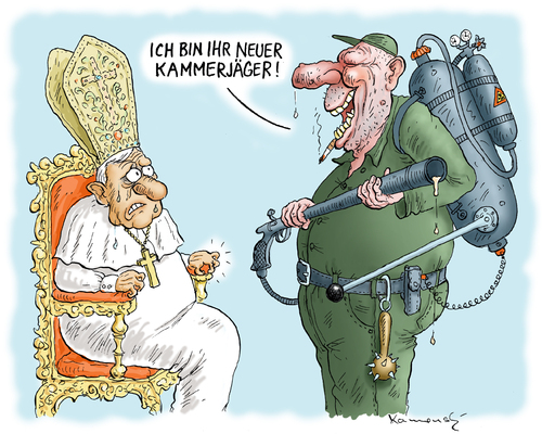 Cartoon: Kammerjäger des Papstes (medium) by marian kamensky tagged papst,kammerdiener,kammerjäger,katholische,kirche,korruption,spionege,des,vatikans,papst,kammerdiener,kammerjäger,katholische kirche,kirche,vatikan,katholische