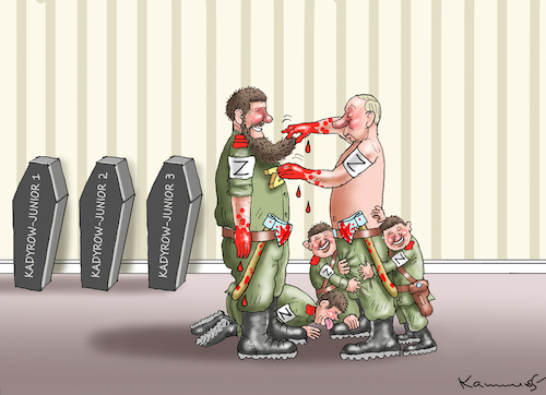 Cartoon: KADYROWS AUSZEICHNUNG (medium) by marian kamensky tagged putins,bescherung,ukraine,provokation,swift,olaf,scholz,cum,ex,warburg,nato,osterweiterung,putins,bescherung,ukraine,provokation,swift,olaf,scholz,cum,ex,warburg,nato,osterweiterung