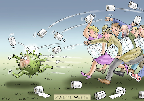 Cartoon: KEIN PROBLEM MIT DER ZWEITEN (medium) by marian kamensky tagged coronavirus,epidemie,gesundheit,panik,stillegung,trump,pandemie,coronavirus,epidemie,gesundheit,panik,stillegung,trump,pandemie