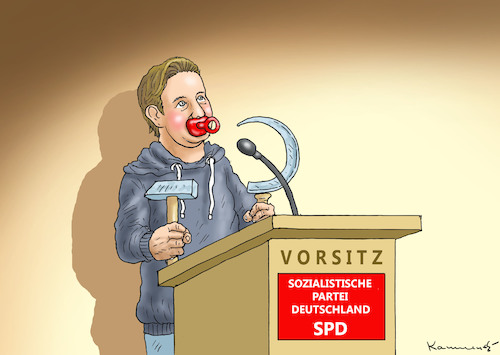 Cartoon: KEVIN MACHT ES ! (medium) by marian kamensky tagged groko,spd,parteitag,schulz,würselen,merkel,andrea,nahles,scholz,hessen,wahlen,akk,kühnert,bremen,rezo,groko,spd,parteitag,schulz,würselen,merkel,andrea,nahles,scholz,hessen,wahlen,akk,kühnert,bremen,rezo