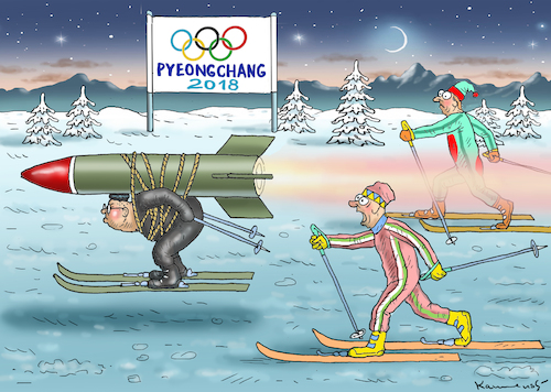 Cartoon: KIM JONG UN IN PYEONGCHANG (medium) by marian kamensky tagged putin,in,pyongchang,2018,olympische,winterspiele,kim,jong,un,pyeongchang,putin,in,pyongchang,2018,olympische,winterspiele,kim,jong,un,pyeongchang