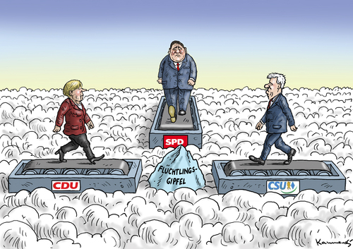 Cartoon: KOALITIONSGIPFEL (medium) by marian kamensky tagged eu,flüchtlinge,asyl,politik,willkommenskultur,terrorismus,heidenau,horst,seehofer,bayern,eu,flüchtlinge,asyl,politik,willkommenskultur,terrorismus,heidenau,horst,seehofer,bayern