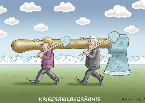 Cartoon: KRIEGSBEILBEGRÄBNIS (medium) by marian kamensky tagged kriegsbeilbegräbnis,cdu,csu,kriegsbeilbegräbnis,cdu,csu