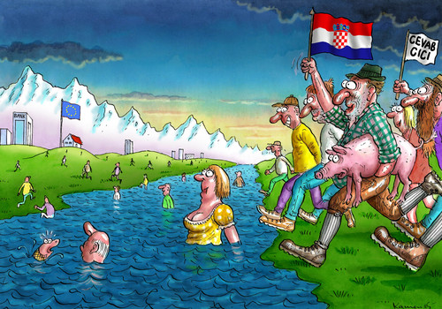 Cartoon: Kroatiens EU Beitritt (medium) by marian kamensky tagged cevabcici,intergration,beitritt,eu,kroatien,kroatien,eu,beitritt,intergration,cevabcici
