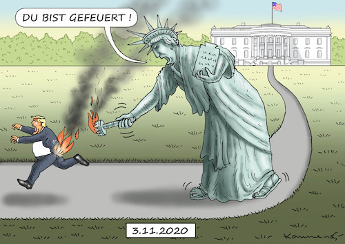 Cartoon: LADY LIBERTY (medium) by marian kamensky tagged us,wahlen,joe,biden,trump,corona,bob,woodward,harris,pence,us,wahlen,joe,biden,trump,corona,bob,woodward,harris,pence