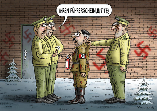 Cartoon: Lappen weg (medium) by marian kamensky tagged kleinkriminalität,führerscheinentzug,hitler,rechtsradikalismus,kleinkriminalität,führerscheinentzug,hitler,rechtsradikalismus