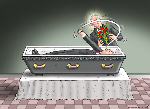 Cartoon: LETZTE BEGEGNUNG (medium) by marian kamensky tagged letzte,begegnung,gorbatschow,putin,letzte,begegnung,gorbatschow,putin