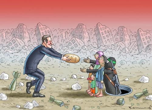 Cartoon: MACRON HILFT GAZA (medium) by marian kamensky tagged macron,hilft,gaza,macron,hilft,gaza