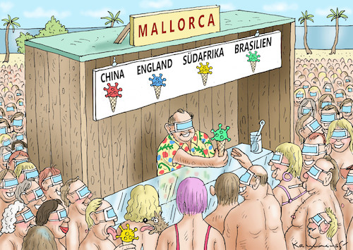 Cartoon: MALLORCAS NEU-VERSEUCHUNG (medium) by marian kamensky tagged biontech,pfizer,impfung,corona,rosenmontag,eu,mallorca,neuverseuchungursula,von,der,leyen,biontech,pfizer,impfung,corona,rosenmontag,eu,mallorca,neuverseuchungursula,von,der,leyen