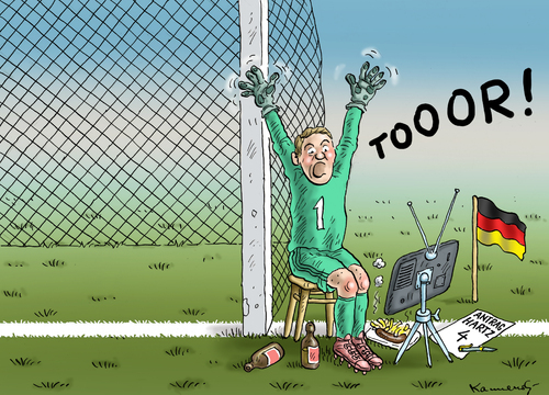 Cartoon: Manuel Neuers Langeweile (medium) by marian kamensky tagged fifa,wm,brasilien,katar,korruption,fussball,sepp,blatter,papst,franziskus,fifa,wm,brasilien,katar,korruption,fussball,sepp,blatter,papst,franziskus