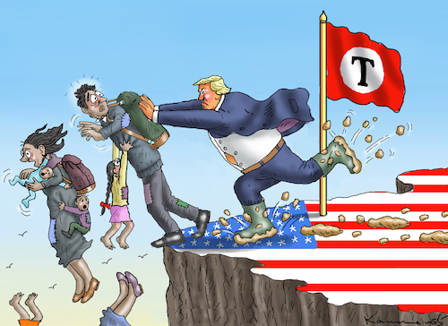 Cartoon: MASSENABSCHIEBER FELON TRUMP (medium) by marian kamensky tagged massenabschieber,felon,trump,massenabschieber,felon,trump