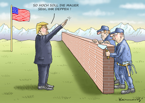 Cartoon: MAUER NICHT HOCH GENUG (medium) by marian kamensky tagged obama,trump,präsidentenwahlen,usa,baba,vanga,republikaner,inauguration,demokraten,wikileaks,faschismus,obama,trump,präsidentenwahlen,usa,baba,vanga,republikaner,inauguration,demokraten,wikileaks,faschismus