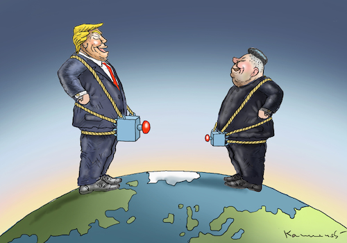 Cartoon: MEIN KNOPF IST GRÖSSER ! (medium) by marian kamensky tagged obama,trump,präsidentenwahlen,usa,baba,vanga,republikaner,inauguration,demokraten,putin,kim,jong,un,asienreise,wikileaks,faschismus,obama,trump,präsidentenwahlen,usa,baba,vanga,republikaner,inauguration,demokraten,putin,kim,jong,un,asienreise,wikileaks,faschismus