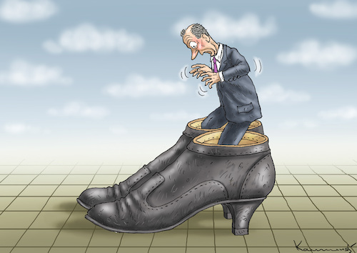 Cartoon: MERZ TESTET MUTTIS SCHUHE (medium) by marian kamensky tagged merkel,seehofer,unionskrise,csu,cdu,flüchtlinge,gauland,merz,afd,merkel,seehofer,unionskrise,csu,cdu,flüchtlinge,gauland,merz,afd