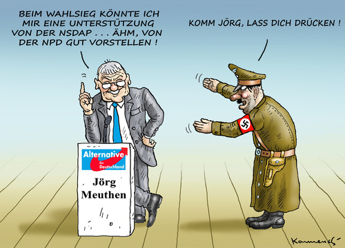 Cartoon: MEUTHEN UND SEIN FREUNDCHEN (medium) by marian kamensky tagged wahlen,in,meklennburg,vorpommern,npd,afd,jörg,meuthen,wahlen,in,meklennburg,vorpommern,npd,afd,jörg,meuthen