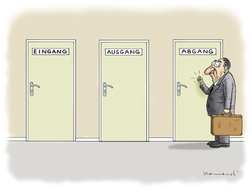 Cartoon: Mubaraks Abgang (medium) by marian kamensky tagged humor,eingang,ausgang,rücktritt,ägypten,mubarak,abgang