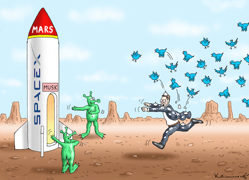 Cartoon: MUSK MUST GO ON (medium) by marian kamensky tagged musk,must,go,on,twitter,musk,must,go,on,twitter