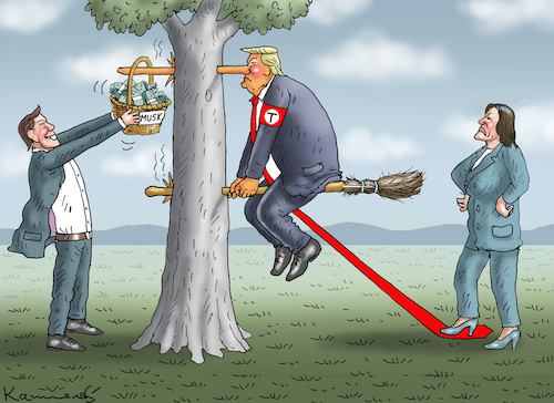 Cartoon: MUSK UNTERSTÜTZT TRUMP (medium) by marian kamensky tagged musk,unterstützt,trump,musk,unterstützt,trump