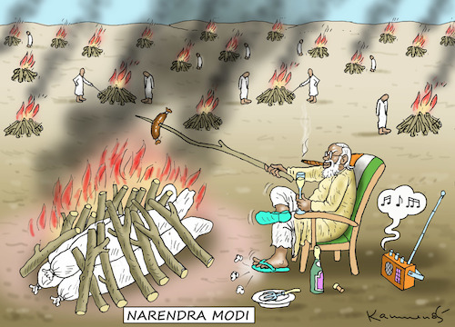 Cartoon: NARENDRA MODI (medium) by marian kamensky tagged narendra,modi,indien,pandemie,narendra,modi,indien,pandemie