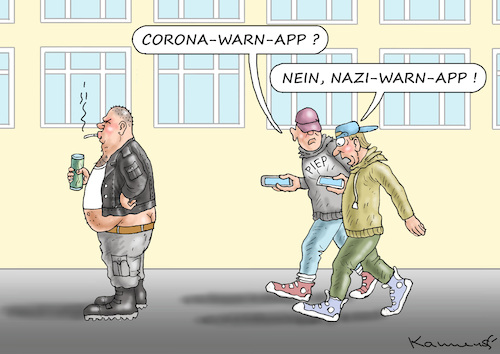 Cartoon: NAZI-WARN-APP (medium) by marian kamensky tagged coronavirus,epidemie,gesundheit,panik,stillegung,george,floyd,twittertrump,pandemie,coronavirus,epidemie,gesundheit,panik,stillegung,george,floyd,twittertrump,pandemie