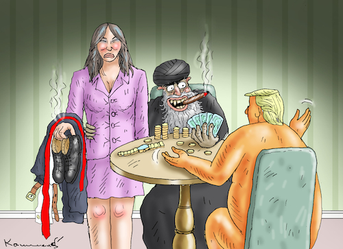 Cartoon: NO CARDS-NO FUN! (medium) by marian kamensky tagged strasse,von,hormus,wieder,gesperrt,no,pershings,for,merz,tomahawks,strasse,von,hormus,wieder,gesperrt,no,pershings,for,merz,tomahawks