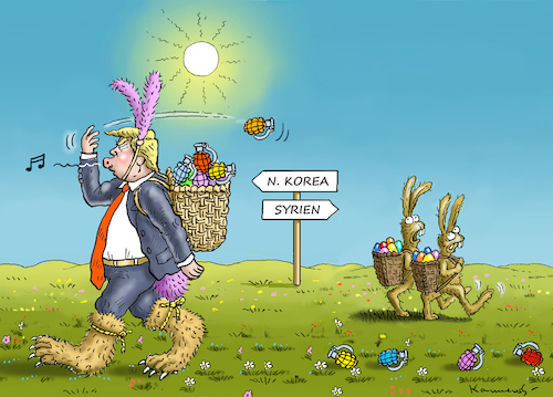 Cartoon: NOT SO FUNNY EASTER BUNNY (medium) by marian kamensky tagged obama,trump,präsidentenwahlen,usa,baba,vanga,republikaner,inauguration,demokraten,kim,jong,un,nord,korea,wikileaks,faschismus,obama,trump,präsidentenwahlen,usa,baba,vanga,republikaner,inauguration,demokraten,kim,jong,un,nord,korea,wikileaks,faschismus