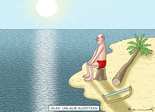 Cartoon: OLAF-URLAUB AUSSITZEN (medium) by marian kamensky tagged scholz,nationale,sicherheitsstrategie,scholz,nationale,sicherheitsstrategie