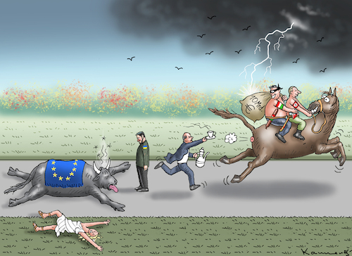 Cartoon: ORBANS EU-KAFFEEPAUSE-UNION (medium) by marian kamensky tagged blockierer,orban,blockierer,orban