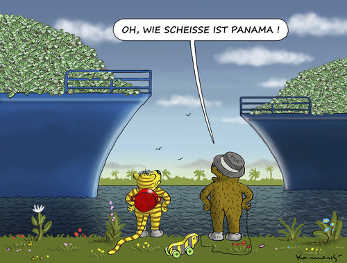 Cartoon: PANAMA IST NICHT SO SCHÖN (medium) by marian kamensky tagged panama,wash,center,panama,wash,center