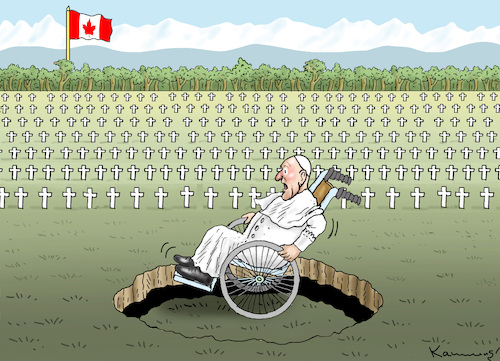 Cartoon: PAPST IN KANADA (medium) by marian kamensky tagged papst,in,kanada,papst,in,kanada