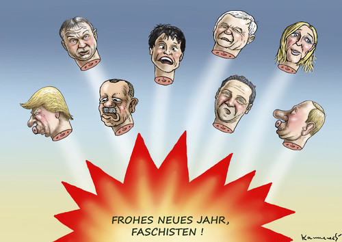 Cartoon: POLEN BÖLLER FÜR FASCHISTENFEI (medium) by marian kamensky tagged pis,kaczynski,szydlo,rechtsdruck,weihnachten,silvester,pis,kaczynski,szydlo,rechtsdruck,weihnachten,silvester