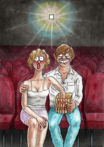 Cartoon: Popcorn (medium) by marian kamensky tagged kino,popcorn,erotik,dating,kino,popcorn,erotik,dating