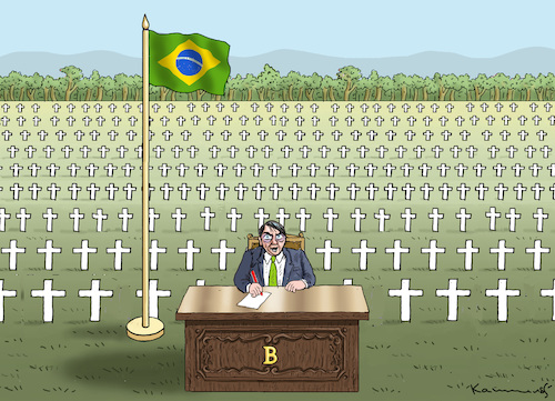 Cartoon: PRÄSIDENT BOLSONARO (medium) by marian kamensky tagged bolsonaro,brasilien,corona,amazonas,regenwald,pandemie,mutanten,bolsonaro,brasilien,corona,amazonas,regenwald,pandemie,mutanten