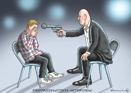 Cartoon: PROTASSEWITSCH-INTERVIEW (medium) by marian kamensky tagged lukaschenko,putin,raynair,protassewitsch,interviewbelarus,terrorismus,lukaschenko,putin,raynair,protassewitsch,interviewbelarus,terrorismus