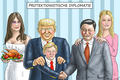 Cartoon: PROTEKTIONISTISCHE DIPLOMATIE (medium) by marian kamensky tagged obama,trump,präsidentenwahlen,usa,baba,vanga,republikaner,inauguration,demokraten,wikileaks,faschismus,obama,trump,präsidentenwahlen,usa,baba,vanga,republikaner,inauguration,demokraten,wikileaks,faschismus