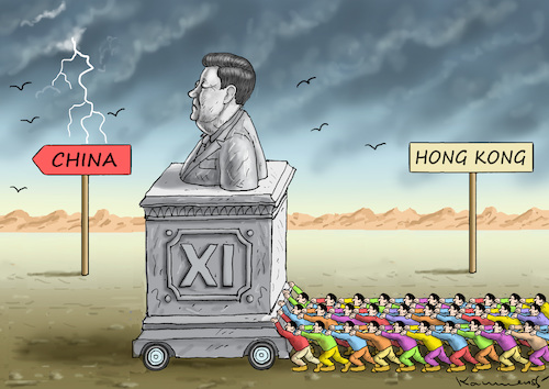 PROTESTE IN HONG KONG von marian kamensky | Politik Cartoon | TOONPOOL