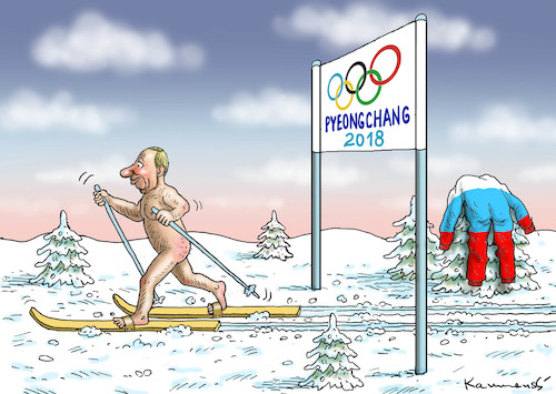 Cartoon: PUTIN IN PYONGCHANG 2018 (medium) by marian kamensky tagged putin,in,pyongchang,2018,olympische,winterspiele,putin,in,pyonyang,2018,olympische,winterspiele