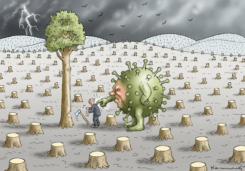 Cartoon: RACHE DER NATUR (medium) by marian kamensky tagged coronavirus,epidemie,gesundheit,panik,stillegung,george,floyd,twittertrump,pandemie,coronavirus,epidemie,gesundheit,panik,stillegung,george,floyd,twittertrump,pandemie